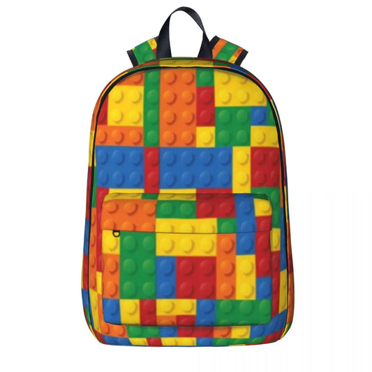 Mochila Escolar Unissex Quebra Cabeça Colorido
