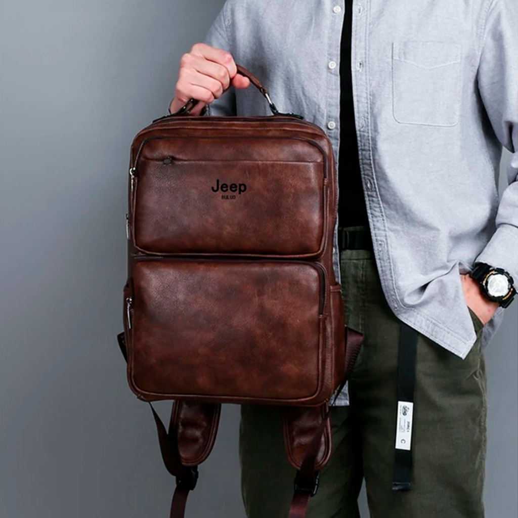 Mochila Masculina de Couro Jeep Premium 2