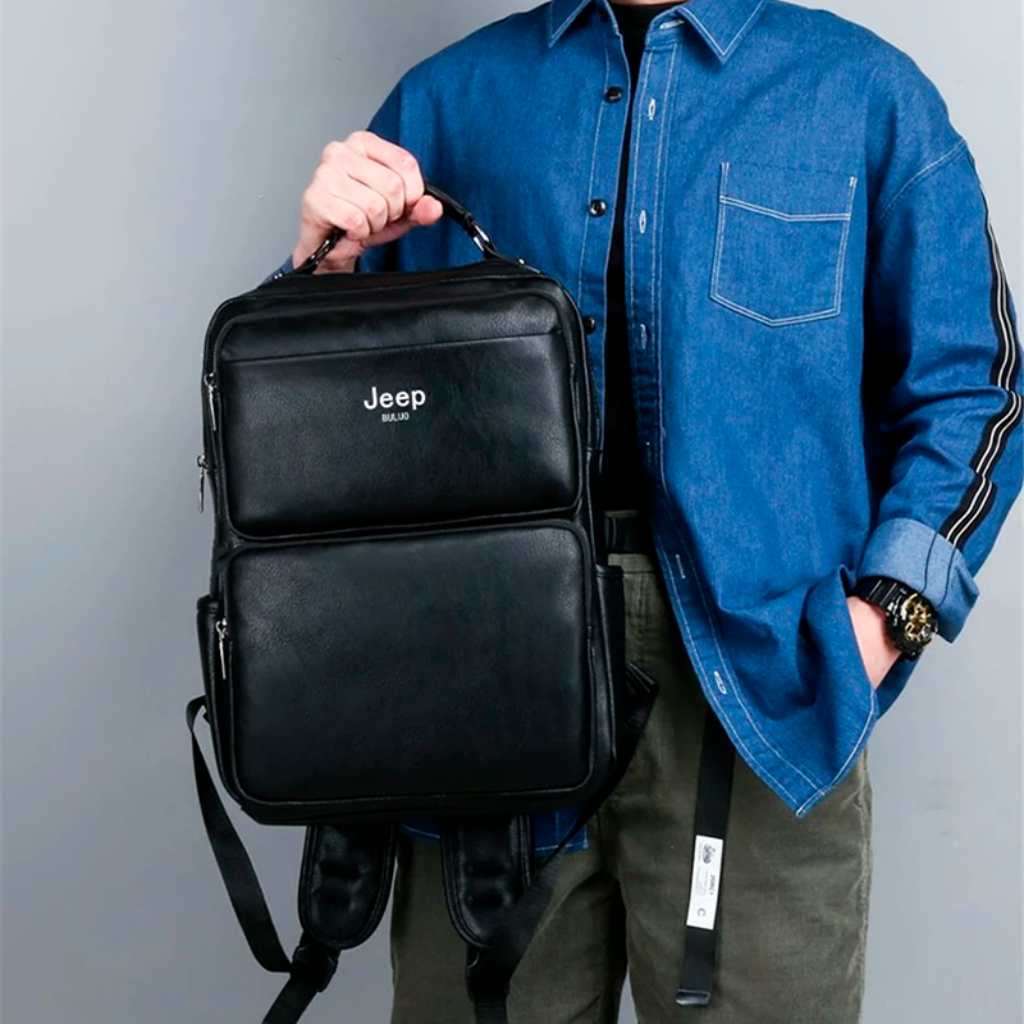 Mochila Masculina de Couro Jeep Premium 7