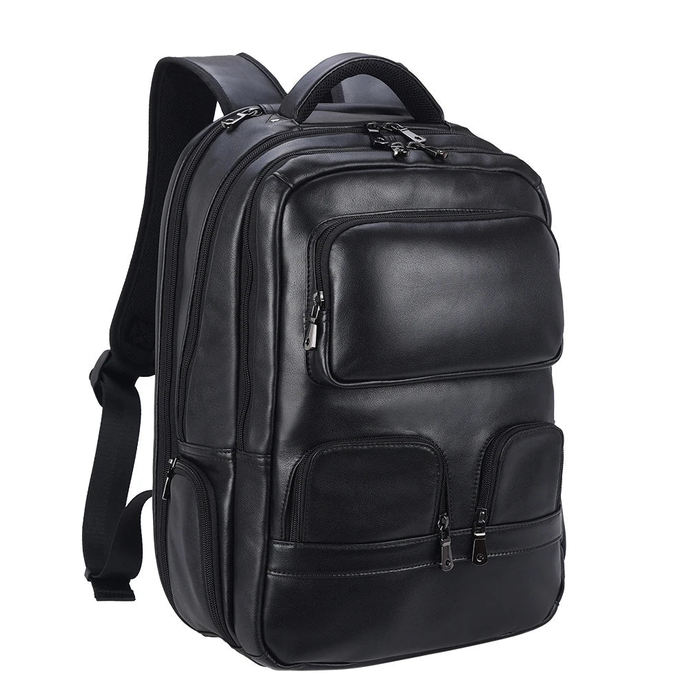 Mochila Masculina de Couro Notebook 17" Lyon