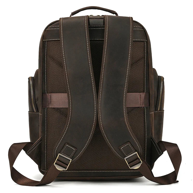 Mochila Masculina de Couro Notebook 17 com USB 3