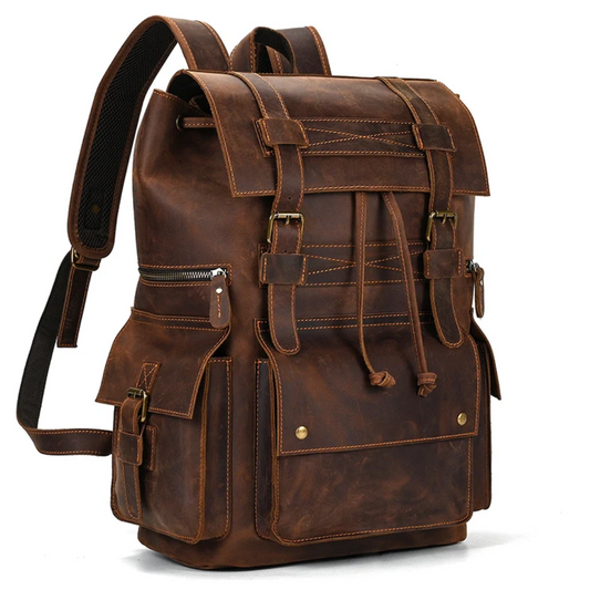 Mochila Masculina de Couro Notebook 17" luxo