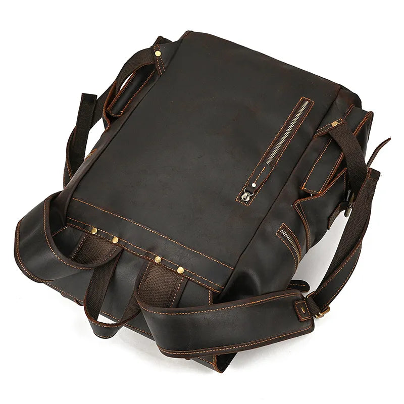 Mochila Masculina de Couro Notebook 17" luxo 7