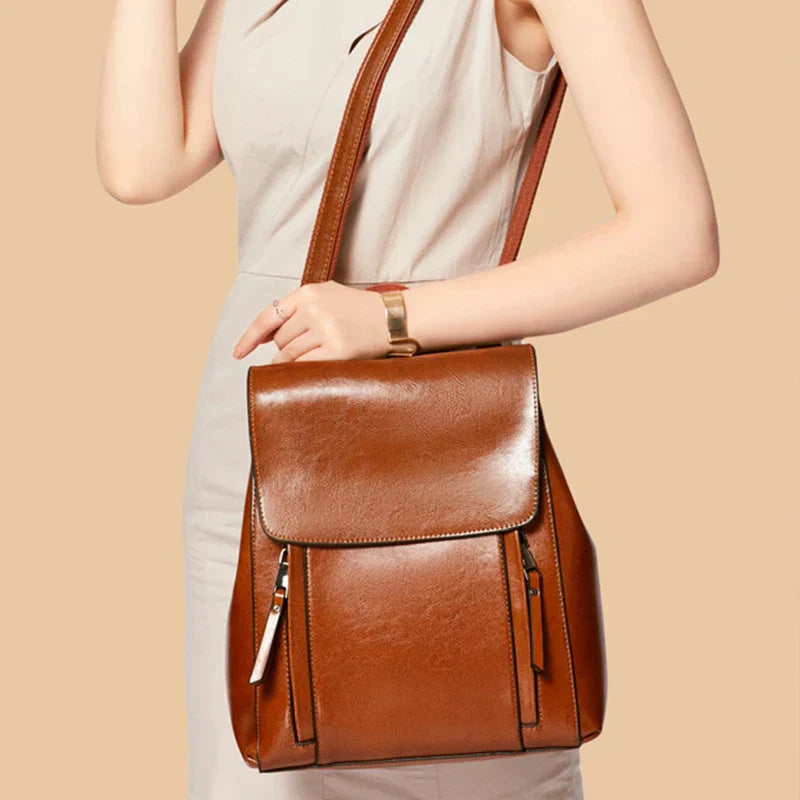 Mochila Feminina de Couro Legítimo BelaMujer