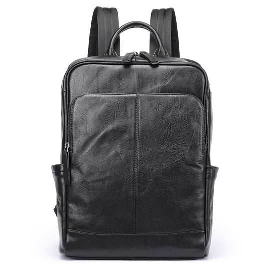 Mochila Masculina de Couro Genuíno Trek