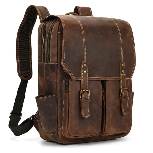 Mochila de Couro Genuíno Notebook 15.6 Bagger