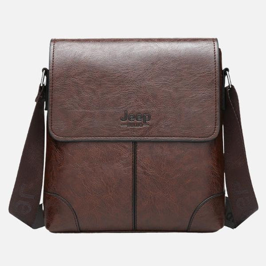 Bolsa JEEP Masculina Transversal de Couro Crossbody